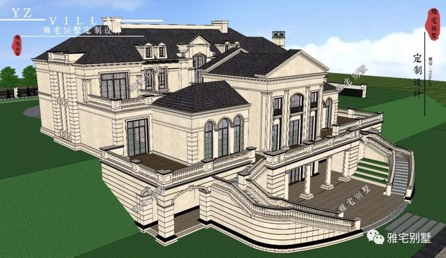 帶半地下室的二層復式樓房設計圖，對稱設計，舒適享受鄉村生活