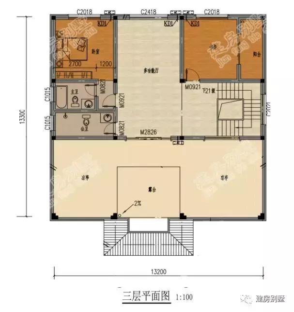 兩棟開間13米左右的二層農村別墅，第二棟文化石搭配紅色琉璃瓦，真的很好看