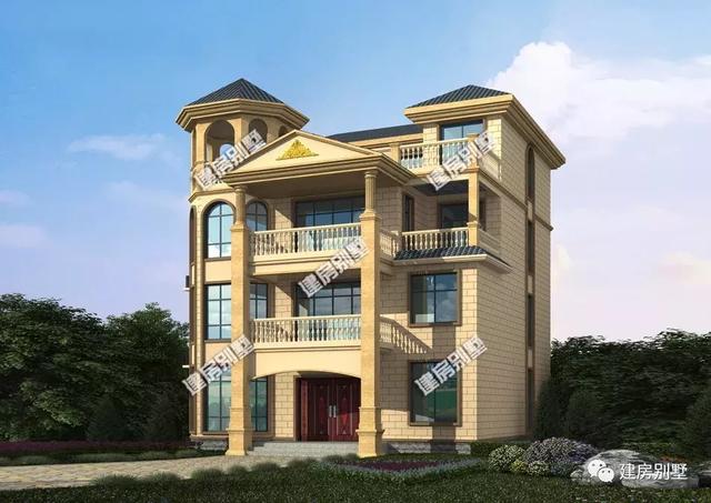 兩棟帶空中涼亭的四層樓房設計圖，既方便看風景，又很漂亮。