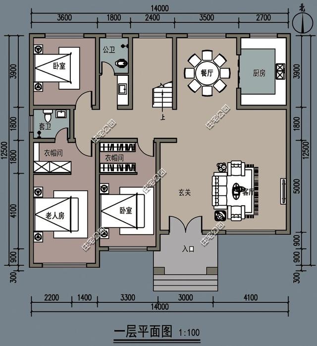占地173平的新農村二層別墅設計圖，帶有7間臥室，一定能滿足大家的居住需求。