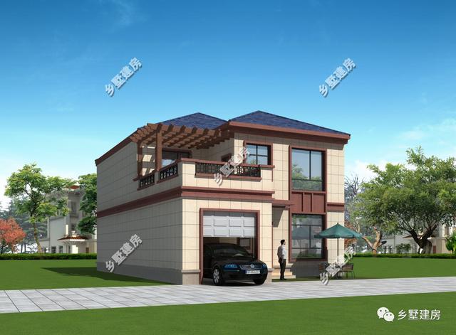 162平二層農村別墅，既美觀又大方，帶車庫和大露臺的設計，建上一棟絕對面子十足！