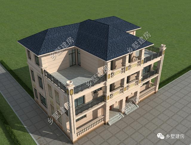 豪華大氣三層雙拼別墅設計圖，外觀美經濟適用，最適合農村的兄弟姐妹一起居住。