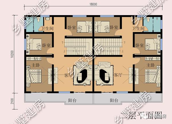 豪華大氣三層雙拼別墅設計圖，外觀美經濟適用，最適合農村的兄弟姐妹一起居住。