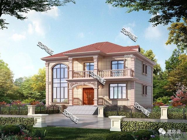 帶地下車庫的二層歐式別墅設計圖，外觀簡約大氣，四方八穩，好戶型，不容錯過