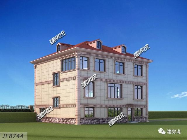 帶地下車庫的二層歐式別墅設計圖，外觀簡約大氣，四方八穩，好戶型，不容錯過