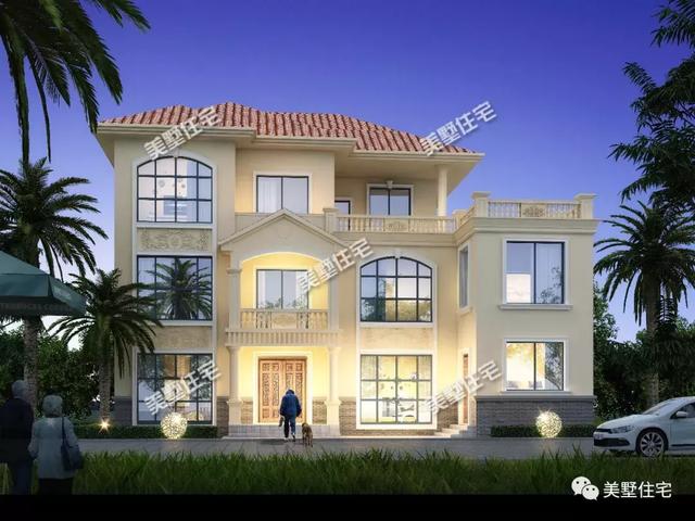 10間臥室的三層別墅設(shè)計圖，挑高客廳體面大方，可宿可出租