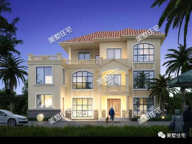 10間臥室的三層別墅設(shè)計圖，挑高客廳體面大方，可宿可出租