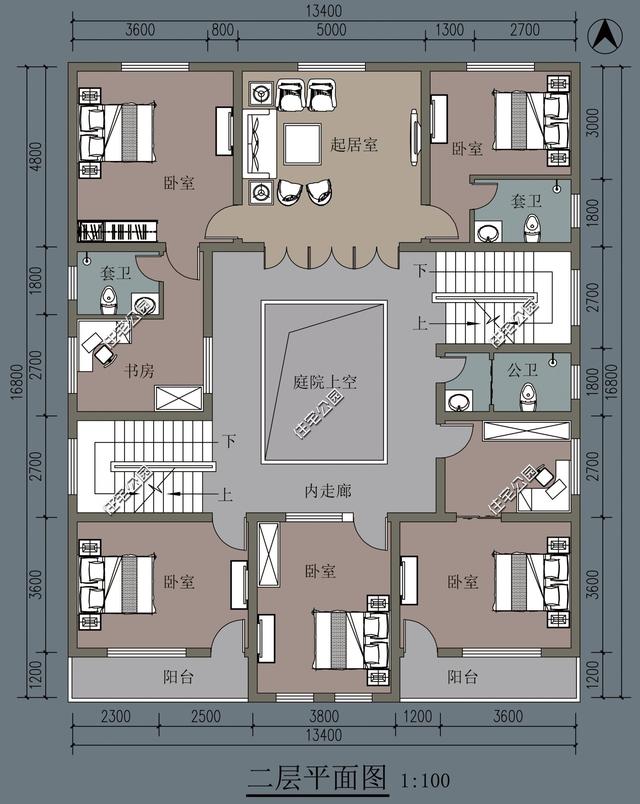 中式合院才是建房首選，13×16米雙庭院戶型設計圖，打造愜意鄉村生活