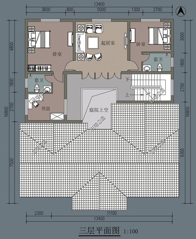 中式合院才是建房首選，13×16米雙庭院戶型設計圖，打造愜意鄉村生活