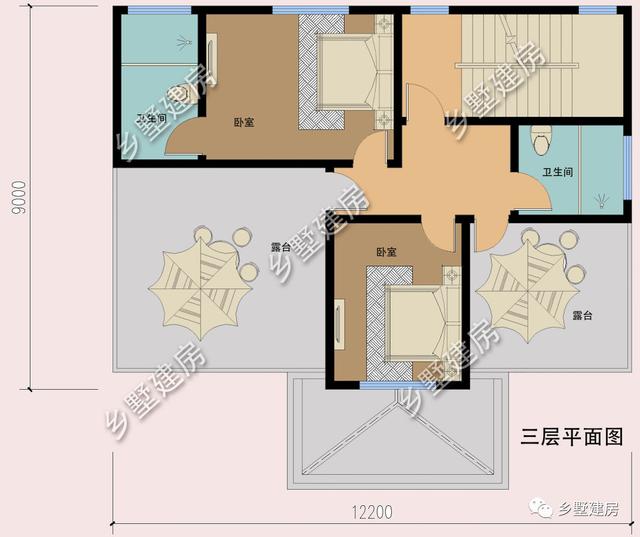 這款12X9米的小別墅設計圖實在太美了！茶室+雙露臺完美設計！