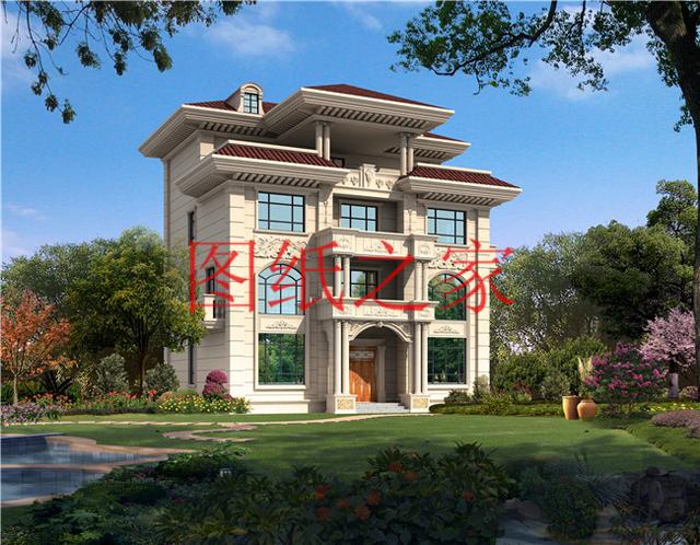 13.8X12.5米的四層別墅設計圖，170平大戶型，美觀奢華、氣勢恢宏！