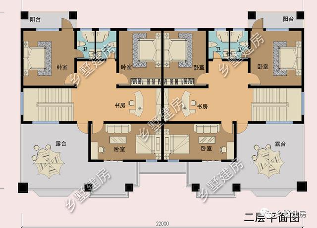 雙拼別墅設計圖，家里兄弟姐妹多，實用大氣還有檔次！