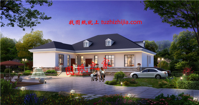 農(nóng)村一層獨(dú)棟別墅設(shè)計(jì)圖,帶閣樓,設(shè)計(jì)感十足