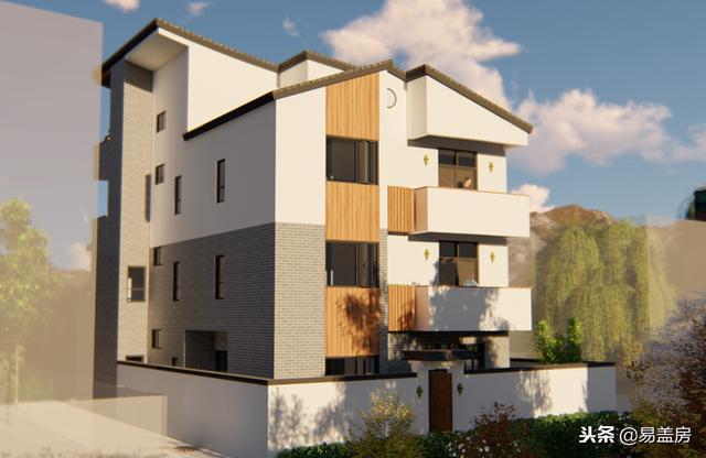 廣東農村別墅設計圖，中庭車庫采光都有，這外觀真美