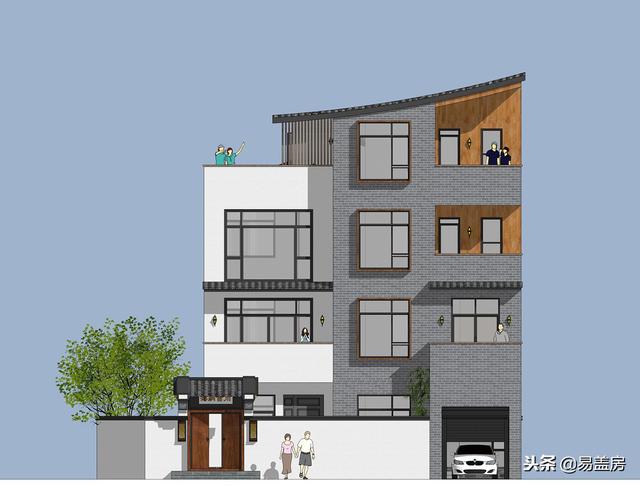 廣東農村別墅設計圖，中庭車庫采光都有，這外觀真美