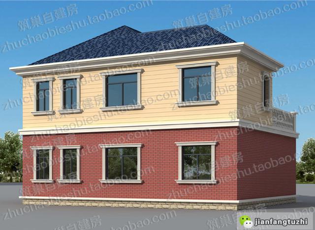 農村二層自建房設計圖，20萬12×10米帶車庫露臺陽臺4臥室