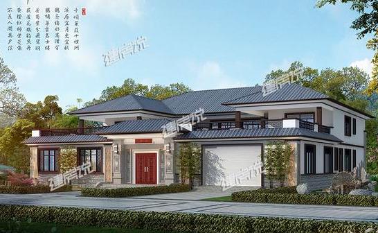 帶車庫的四合院別墅設(shè)計(jì)圖紙，設(shè)計(jì)很不錯，外觀很氣派！