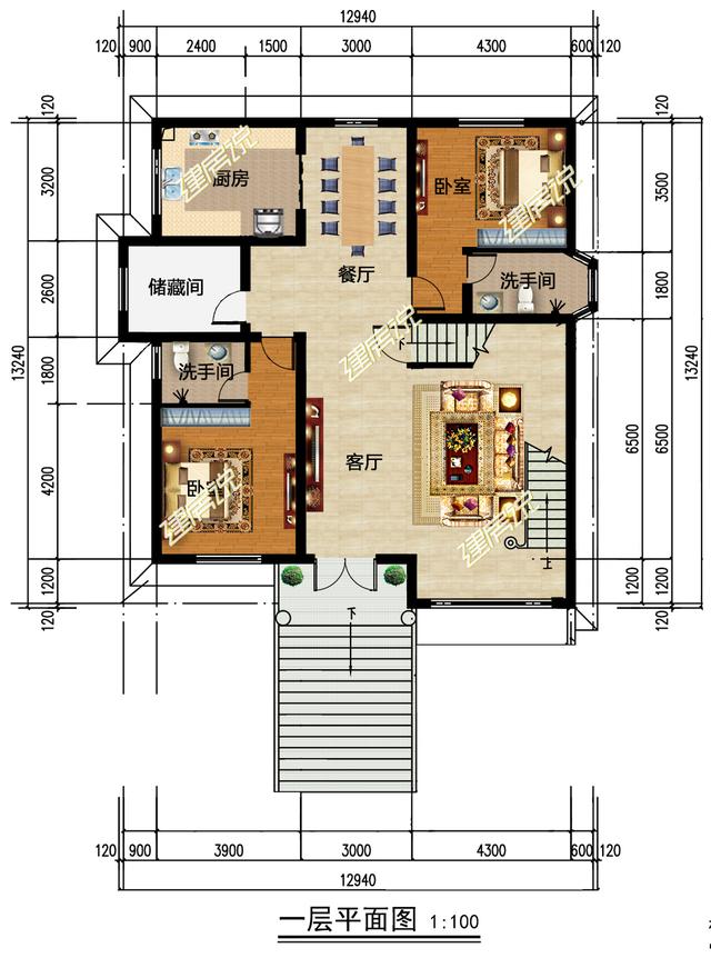 豪華氣派的三層半別墅設計圖，這棟別墅光主體就花了60來萬