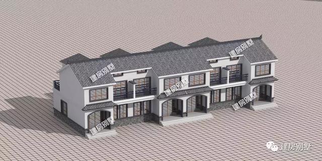 時尚簡約新中式風格設計圖，一排住四戶，29.4×13.1米。