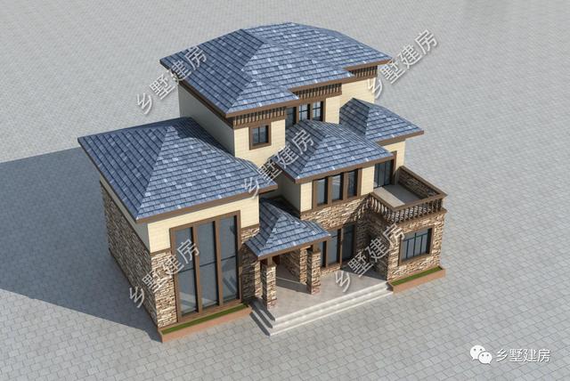 16X12米鄉(xiāng)村自建別墅，文化石外墻精致大氣，32萬(wàn)就能建造。