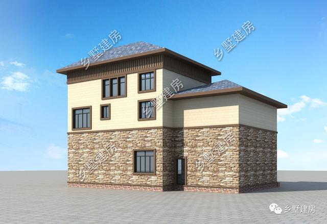 16X12米鄉(xiāng)村自建別墅，文化石外墻精致大氣，32萬(wàn)就能建造。