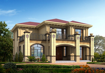 占地180平方米二層鄉村小洋樓設計戶型圖及圖紙，外觀華麗