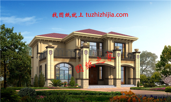 占地180平方米二層鄉(xiāng)村小洋樓設(shè)計(jì)戶型圖及圖紙,外觀華麗