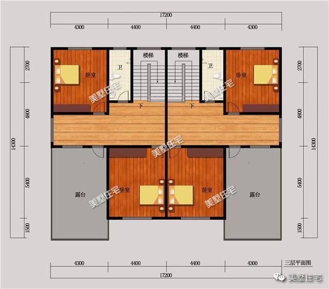 雙拼別墅設計圖，建了兄弟一家親，外觀明亮大方！