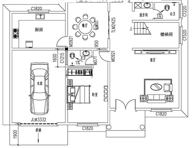 二層帶車庫小別墅設(shè)計施工圖，外觀靚麗，富有現(xiàn)代氣息，格局經(jīng)典