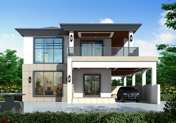 現代二層樓房圖片造價25萬，含全套設計圖，風格獨特