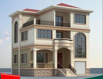 三層帶露臺別墅設計圖，1帶車庫層2外觀清新！