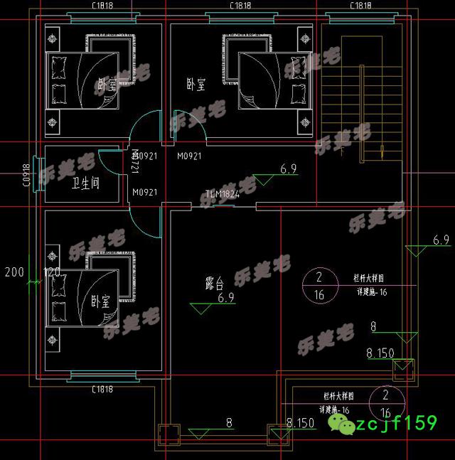 三層帶露臺別墅設計圖，1帶車庫層2外觀清新！