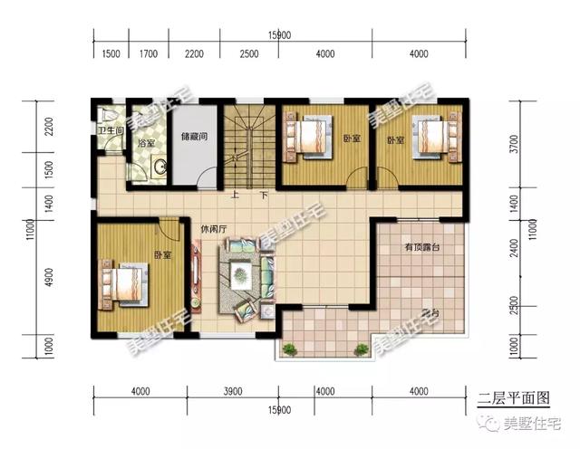 二層新中式別墅設計圖，內設神臺，有品位還接地氣