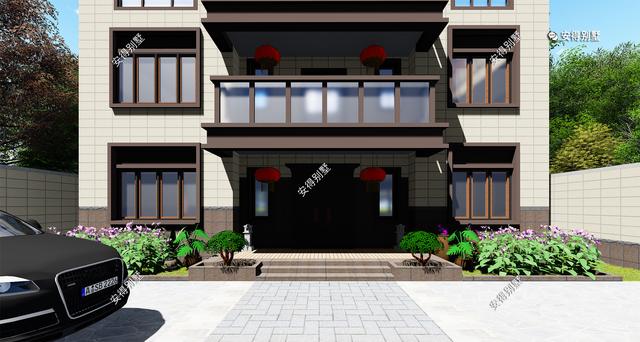 經典3層新中式別墅設計圖，占地13.2*10米，造型簡約、外觀大氣。