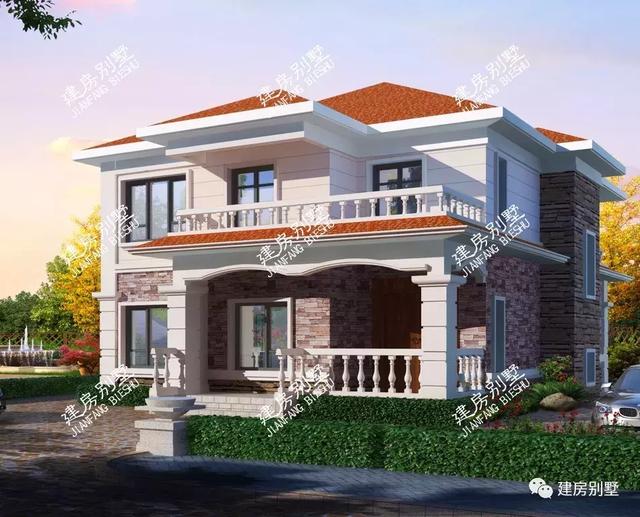 兩棟小洋樓設(shè)計(jì)圖，外觀色彩很豐富，第二棟內(nèi)設(shè)吧臺(tái)，看著就洋氣