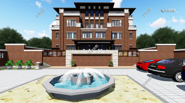 4層兄弟雙拼別墅設(shè)計圖，新中式建筑挑空大客廳設(shè)計，經(jīng)典霸氣！