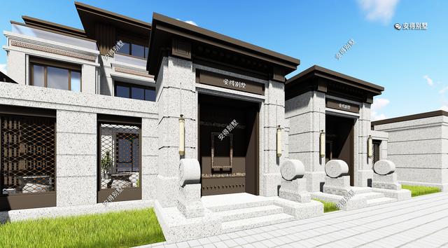 新中式的雙拼別墅設計圖，建筑造型盡顯高端，兄弟這樣建房才叫豪宅。