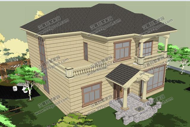 外觀漂亮的二層小別墅設計圖，造價30萬左右，復式布局最受歡迎