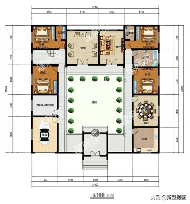 經典四合院設計圖，60萬開建，還配套了大車庫，身份的象征