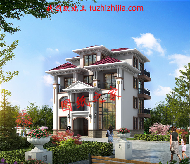 最新款農村四層別墅設計圖紙戶型圖，帶挑空客廳