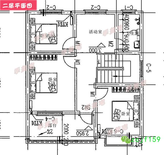 農(nóng)村二層小別墅戶型設(shè)計圖，功能齊全，精神、時尚