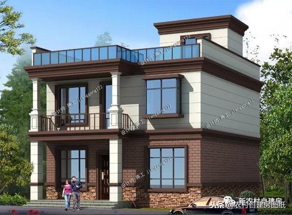 更具美感的平屋頂農村別墅設計圖，層次分明的現代風，占地面積都不大