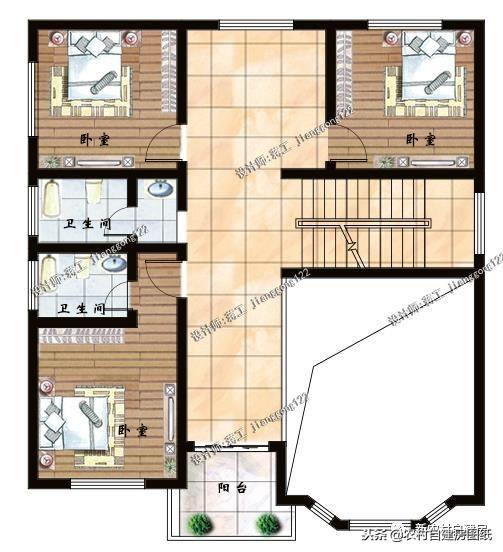 農村別墅設計首選帶露臺戶型，露臺讓你享受陽光的同時更有安全感
