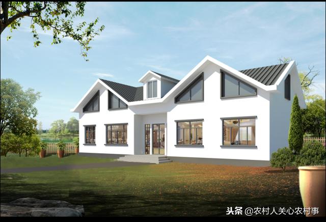 農村一層帶閣樓房屋設計圖，一層別墅一樣也可以很大氣