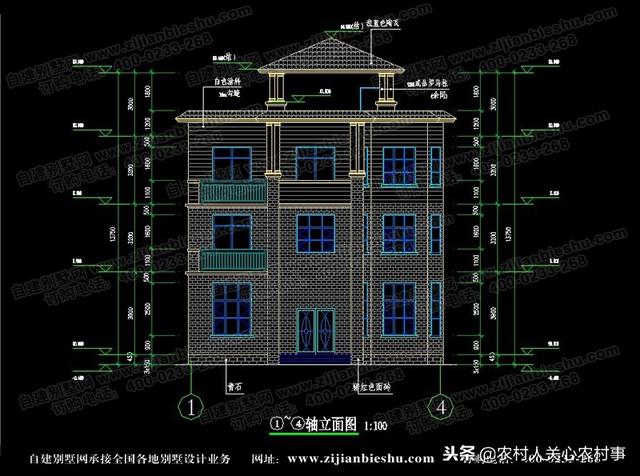 簡約經典復古的10.76×11.7米三層農村別墅設計圖，建在農村很合適