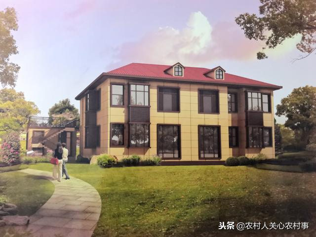 現代風格二層簡歐別墅設計圖，外觀造型簡約大方