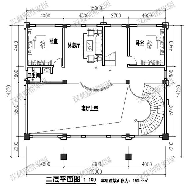 四層農村獨棟別墅設計圖，15X14.2米旋轉樓梯+挑空客廳+神臺