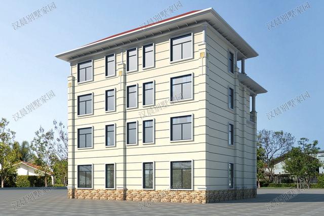 四層農村獨棟別墅設計圖，15X14.2米旋轉樓梯+挑空客廳+神臺