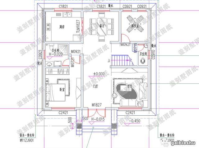 磚混結(jié)構(gòu)農(nóng)村三層別墅房屋設(shè)計圖，戶型合理大氣美觀