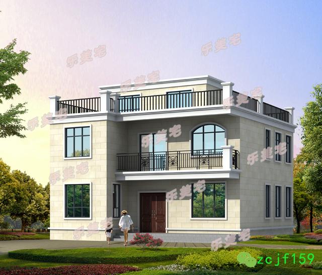 簡(jiǎn)單實(shí)用農(nóng)村二層自建房住宅設(shè)計(jì)效果圖，平屋頂設(shè)計(jì)，符合農(nóng)村生活習(xí)慣